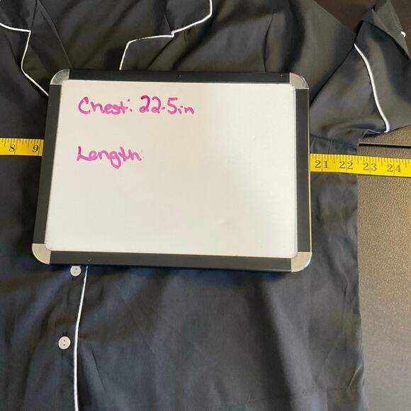 Jason Wu Black Pajama Set Women’s L Short Sleeve Button Top Pants White Piping - Picture 7 of 12